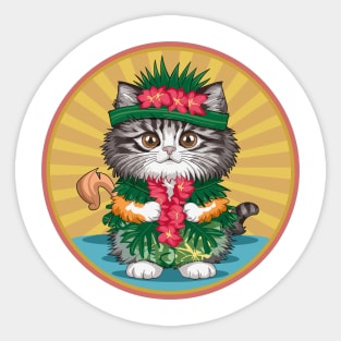 Cute Cat in Hawaiian Style Sticker